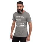 Unisex grey Pickler Funny Definitions T-Shirt by PeaMac Pickleball Tees, premium tri-blend fabric, left-front view.