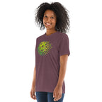 Maroon unisex tri-blend T-shirt with retro court graphic design for pickleball by PeaMac Pickleball Tees.