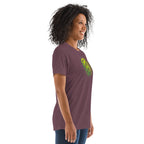 PeaMac Pickleball Tees unisex tri-blend T-shirt featuring a retro court graphic in maroon color.