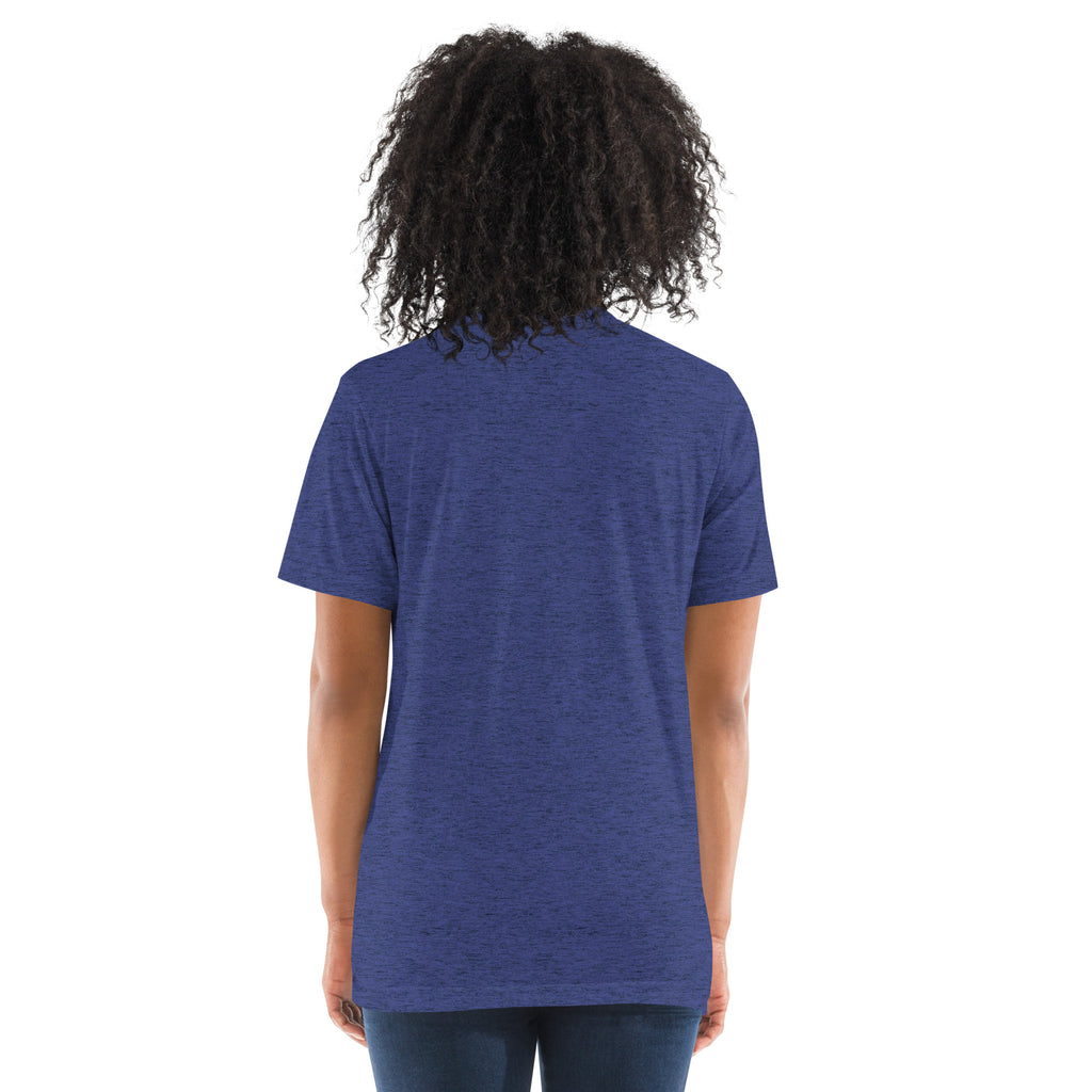Women's navy Pickler Funny Definitions pickleball T-shirt by PeaMac Pickleball Tees, lightweight tri-blend fabric with white text.