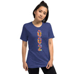 Unisex navy tri-blend Pickleball T-Shirt by PeaMac Pickleball Tees with psychedelic design on front.