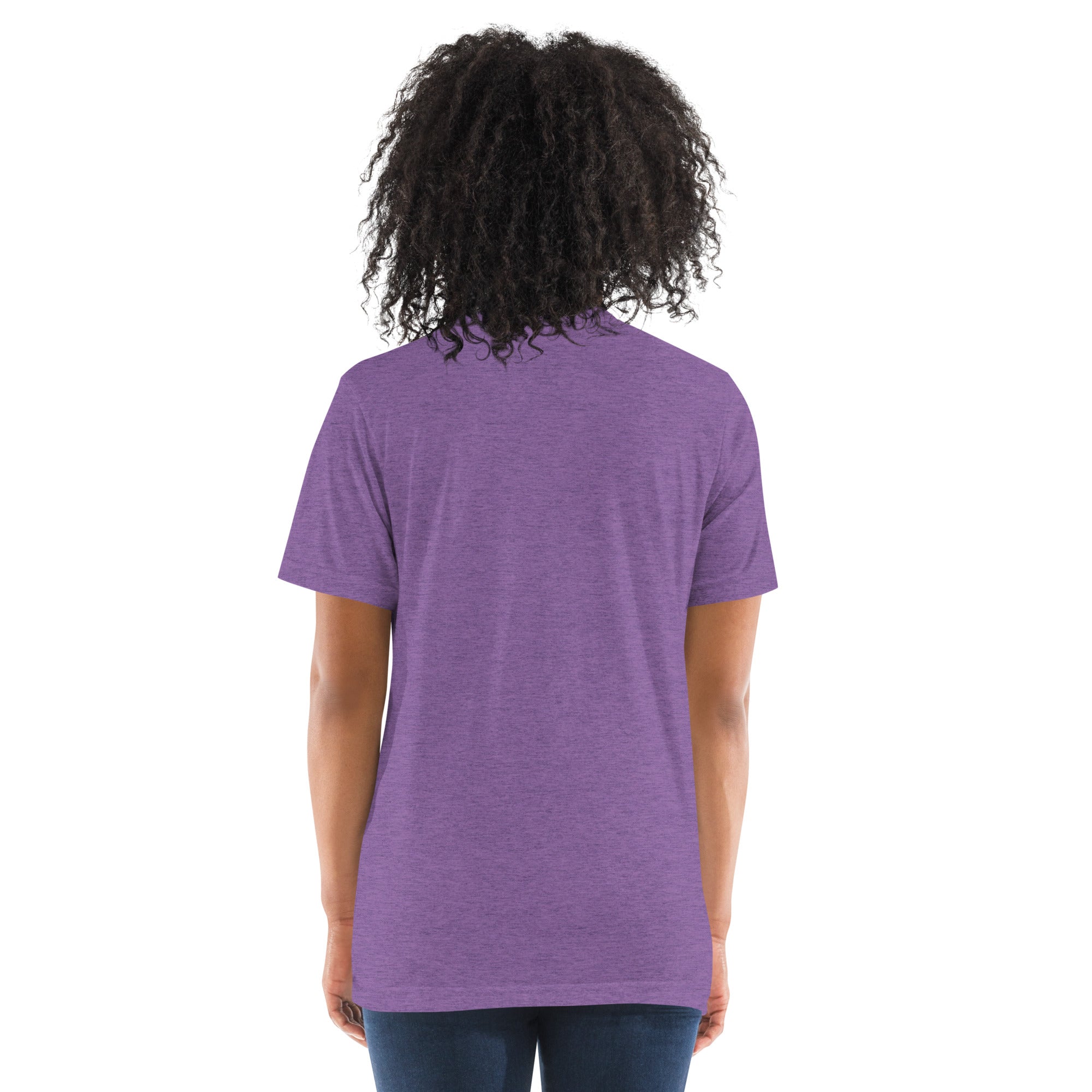 Unisex purple tri-blend pickleball T-shirt by PeaMac Pickleball Tees with back design, casual athletic style.