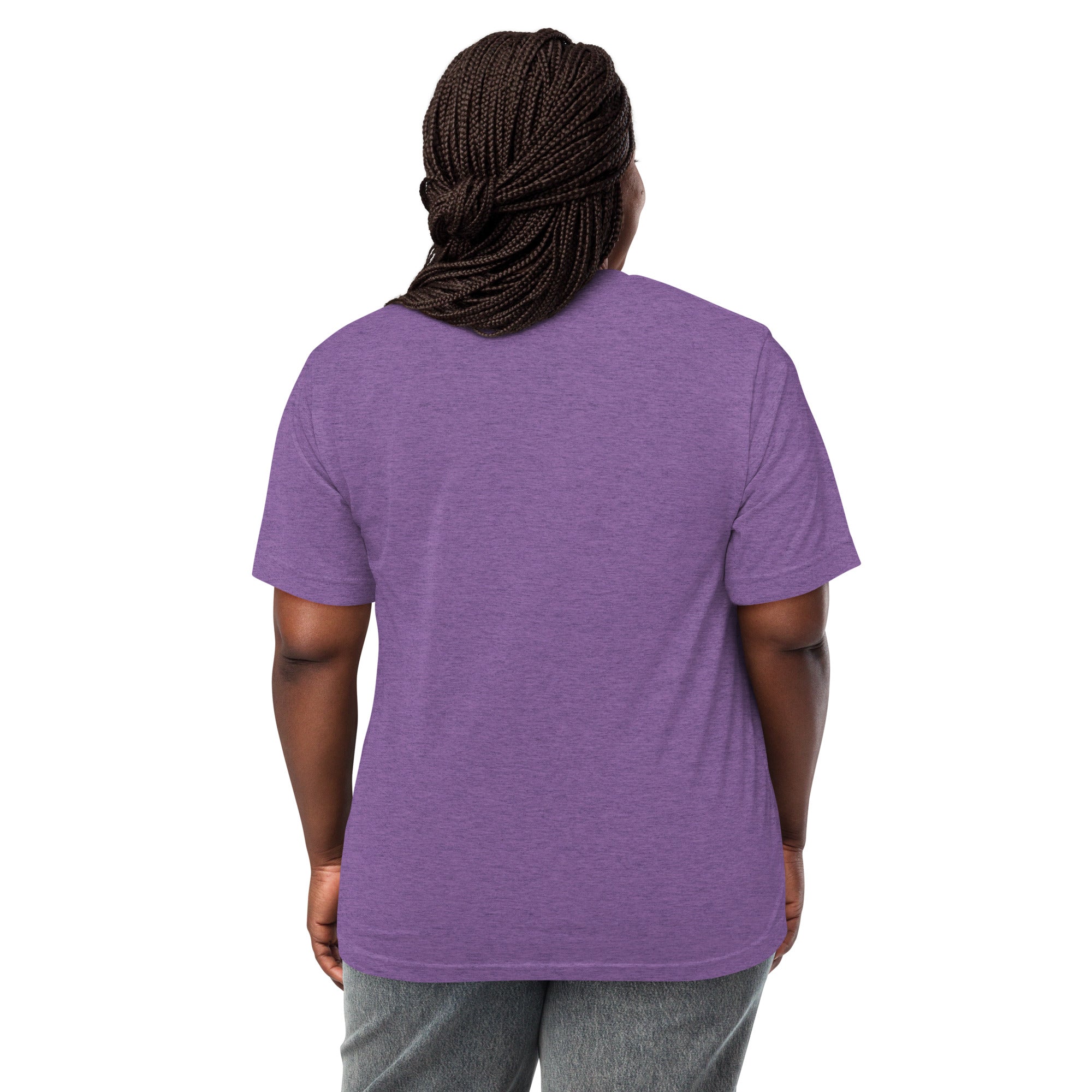 PeaMac Pickleball Tees unisex tri-blend purple T-shirt with back design, breathable performance fabric for active pickleball players.