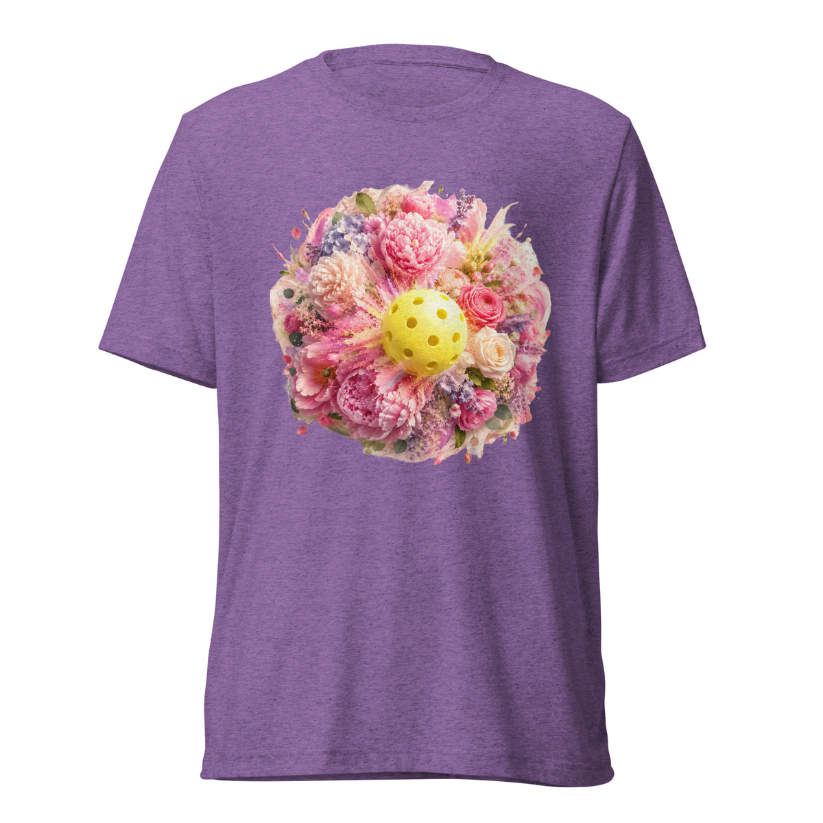 Peony Pickleball Tee - Premium Triblend T-Shirt - Purple colorway, front view
