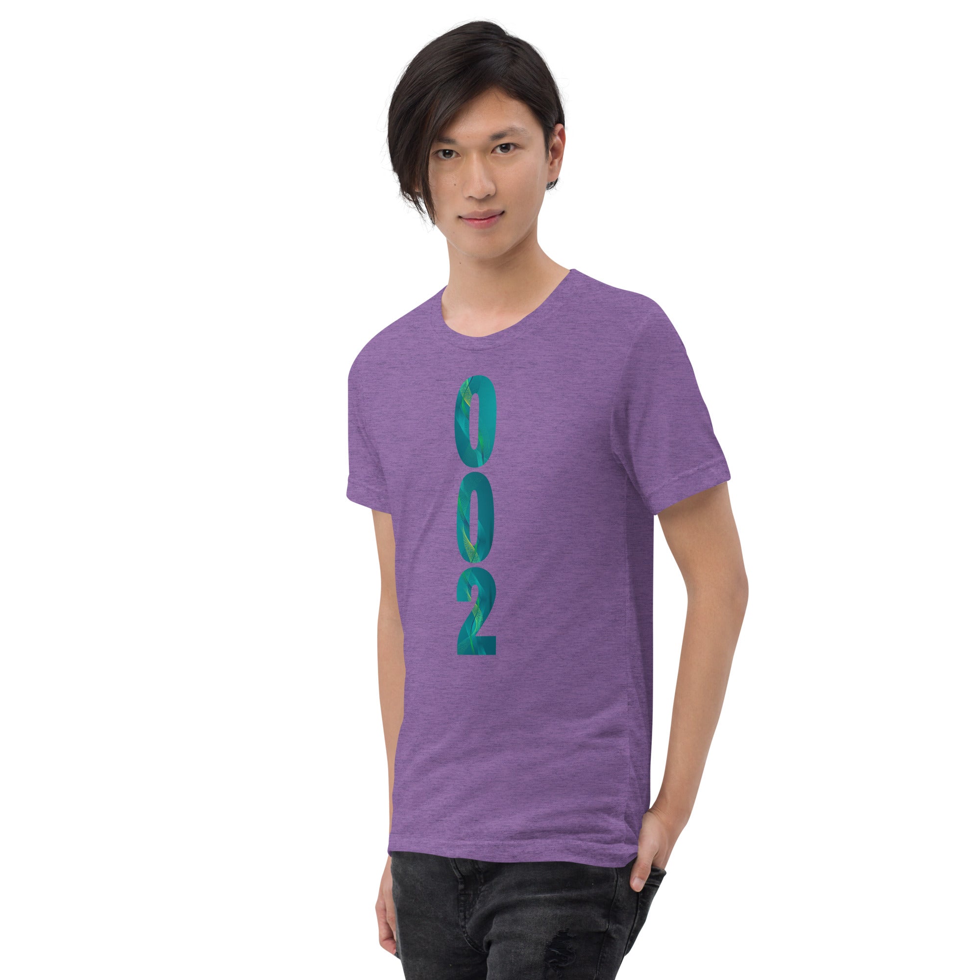 PeaMac Pickleball Tees unisex tri-blend T-shirt in purple, performance fabric, left-front view, comfortable game-ready pickleball apparel