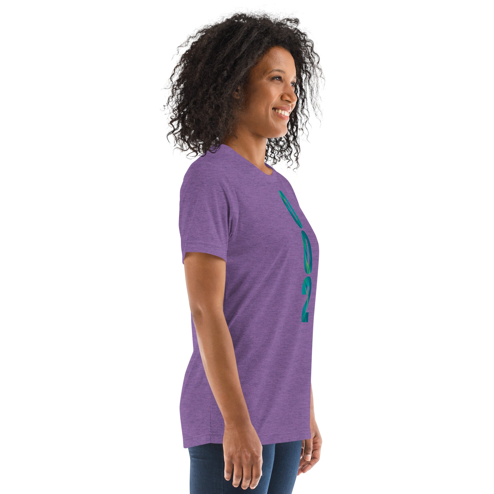 PeaMac Pickleball Tees unisex tri-blend performance T-shirt in purple, featuring a right-front view with a simple, comfortable design.