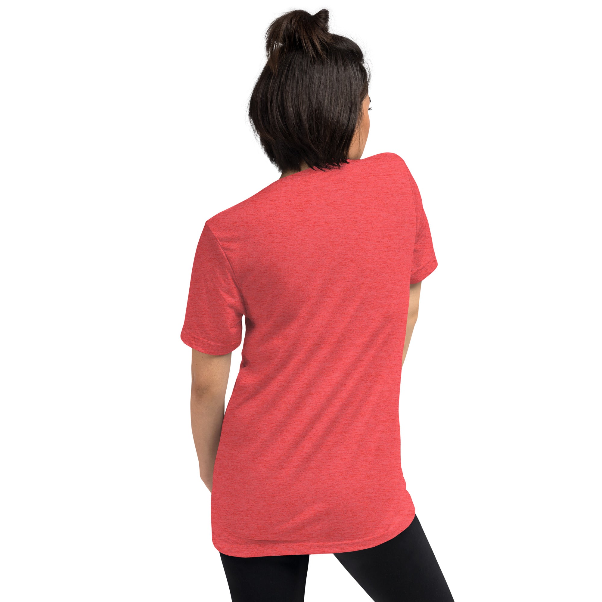 Unisex PeaMac Pickleball T-Shirt in red with tri-blend performance fabric, featuring a comfortable fit and back design.