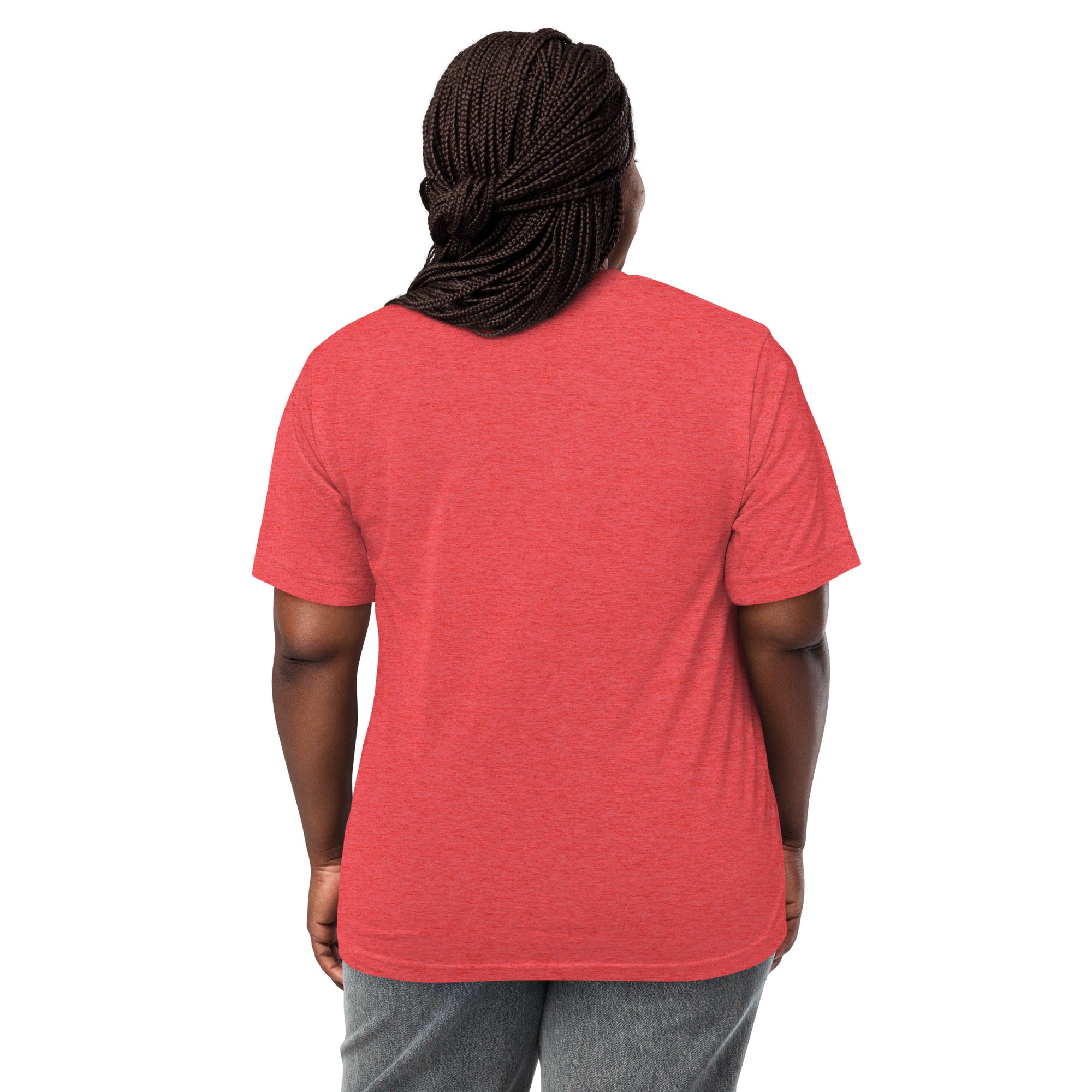 PeaMac Pickleball Tees unisex tri-blend performance T-shirt in red with back graphic, comfortable and stylish pickleball apparel.