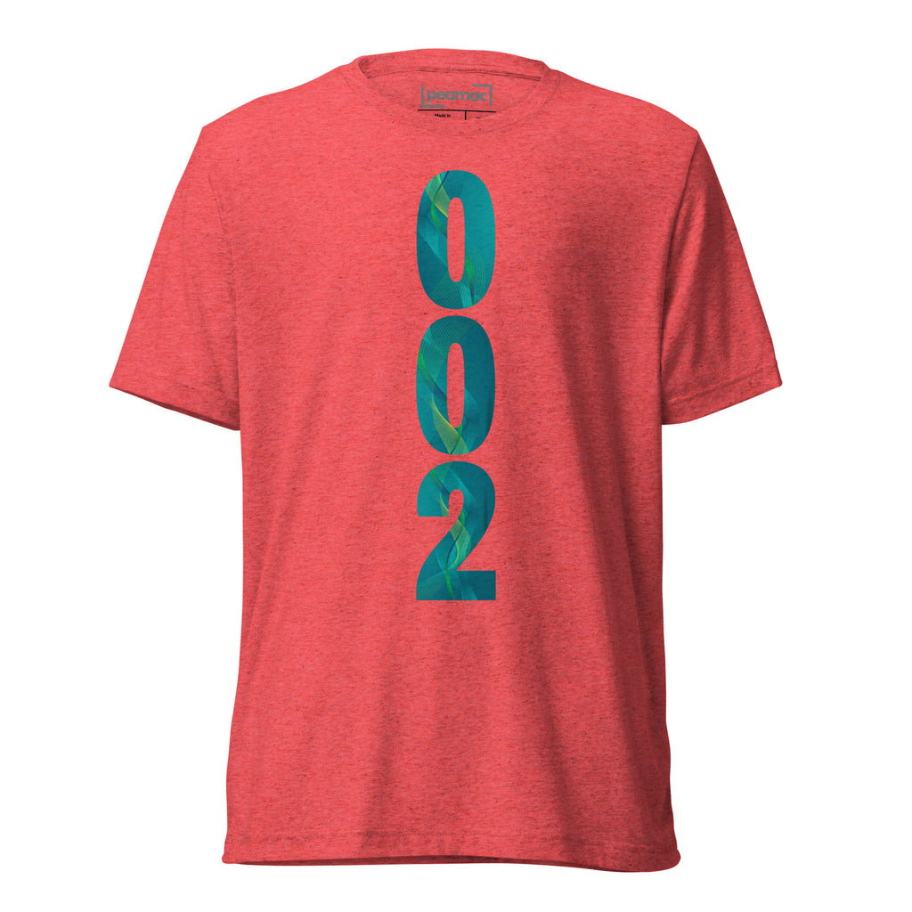 Unisex PeaMac Pickleball T-Shirt in red tri-blend fabric with front design, performance tee for pickleball players.