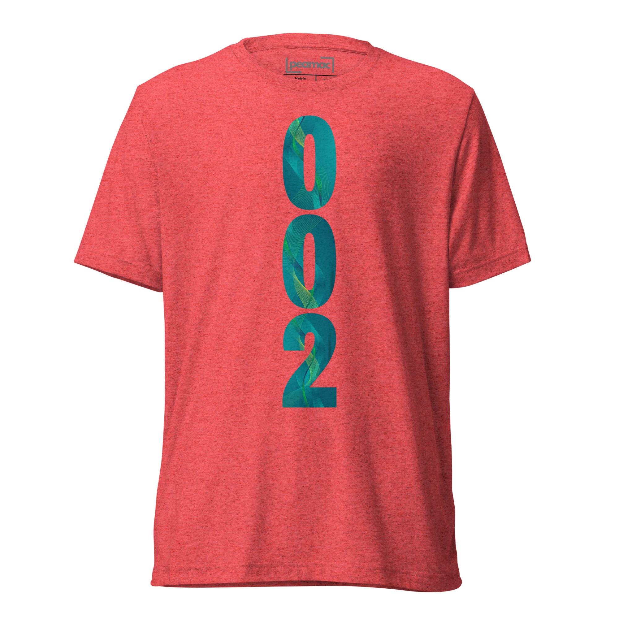 Unisex PeaMac Pickleball T-Shirt in red tri-blend fabric with front design, performance tee for pickleball players.