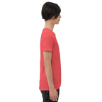 PeaMac Pickleball Tees unisex tri-blend T-shirt in red with pickleball graphics, performance fabric, and comfortable fit.