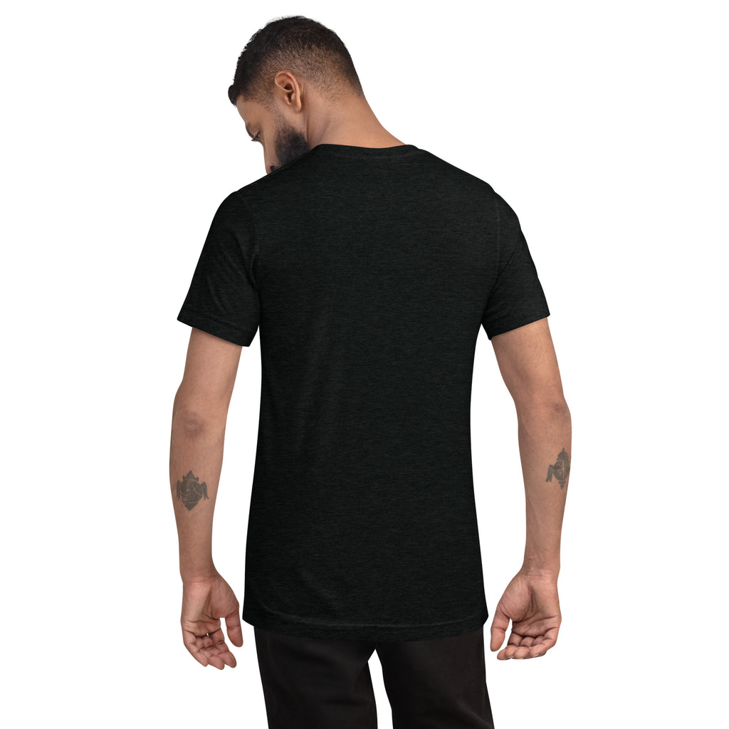 Men's black Pickler Funny Definitions T-Shirt by PeaMac Pickleball Tees, unisex tri-blend activewear with a solid black color and back design.