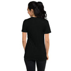 Black unisex Dinking Diva pickleball T-shirt by PeaMac Pickleball Tees, featuring a solid tri-blend fabric and back design.