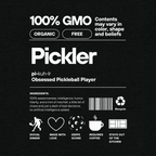 Black unisex tri-blend T-shirt with white "Pickler Funny Definitions" text, from PeaMac Pickleball Tees, lightweight activewear.