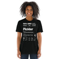 Black unisex tri-blend T-shirt with white "Pickler Funny Definitions" text from PeaMac Pickleball Tees, lightweight women's pickleball activewear
