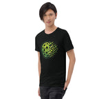Black unisex tri-blend T-shirt with a left-front retro court graphic design, from PeaMac Pickleball Tees.
