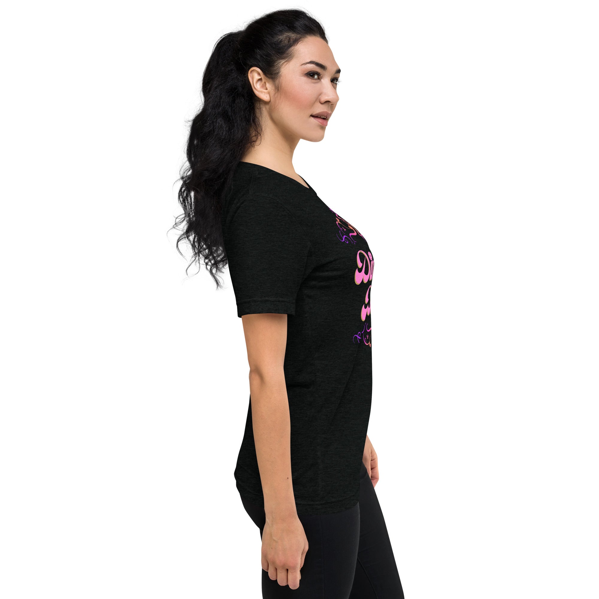 Black unisex tri-blend T-shirt from PeaMac Pickleball Tees, featuring a simple, solid design suitable for athletic and casual wear.