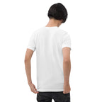 White unisex Pickleball T-Shirt by PeaMac Pickleball Tees, tri-blend performance fabric, with solid color and back design.