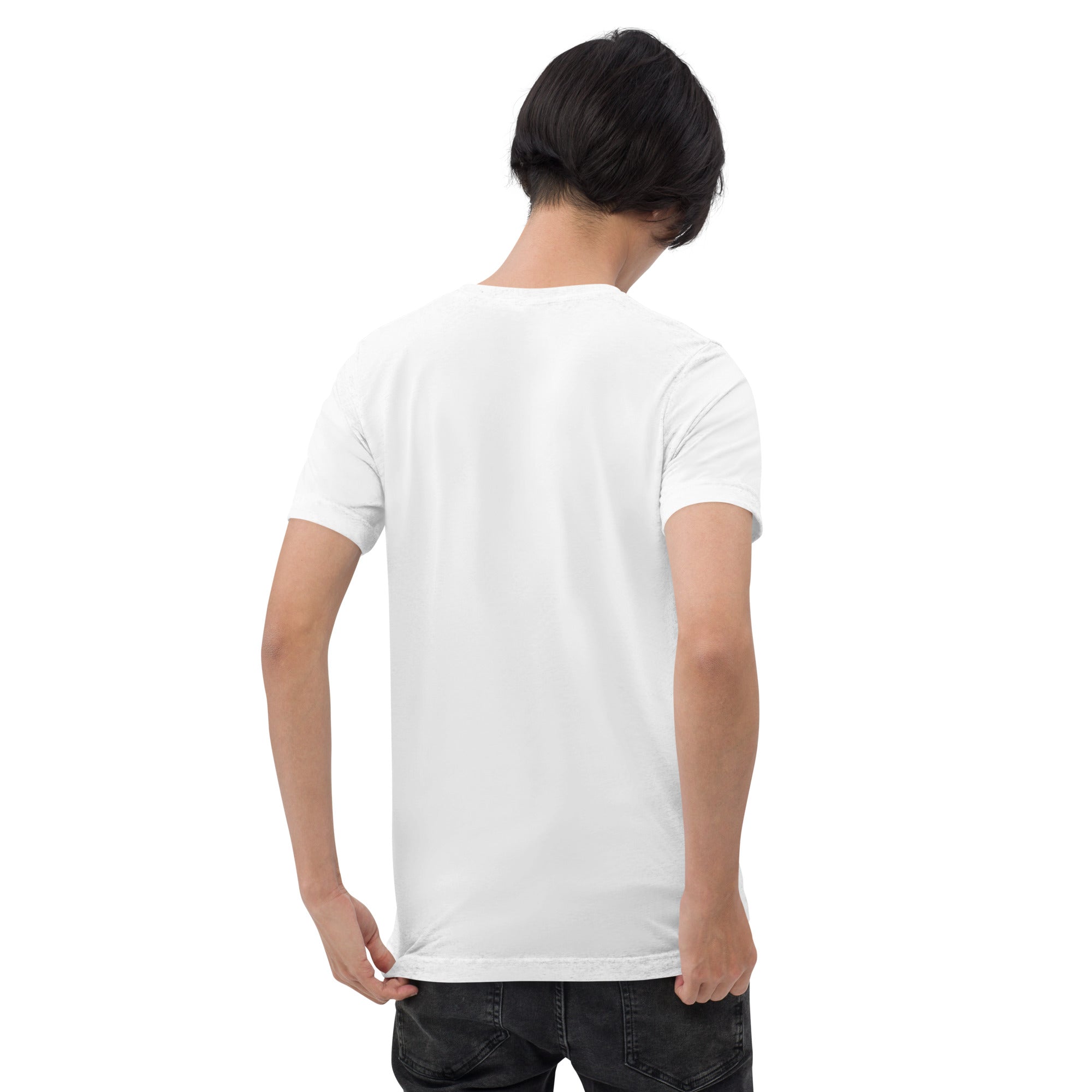 White unisex Pickleball T-Shirt by PeaMac Pickleball Tees, tri-blend performance fabric, with solid color and back design.