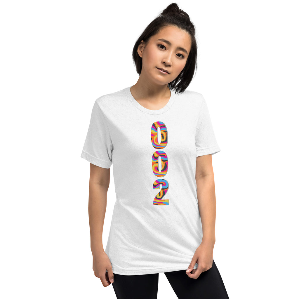 Unisex white tri-blend T-shirt by PeaMac Pickleball Tees with a simple front design, made from premium psychedelic fabric.
