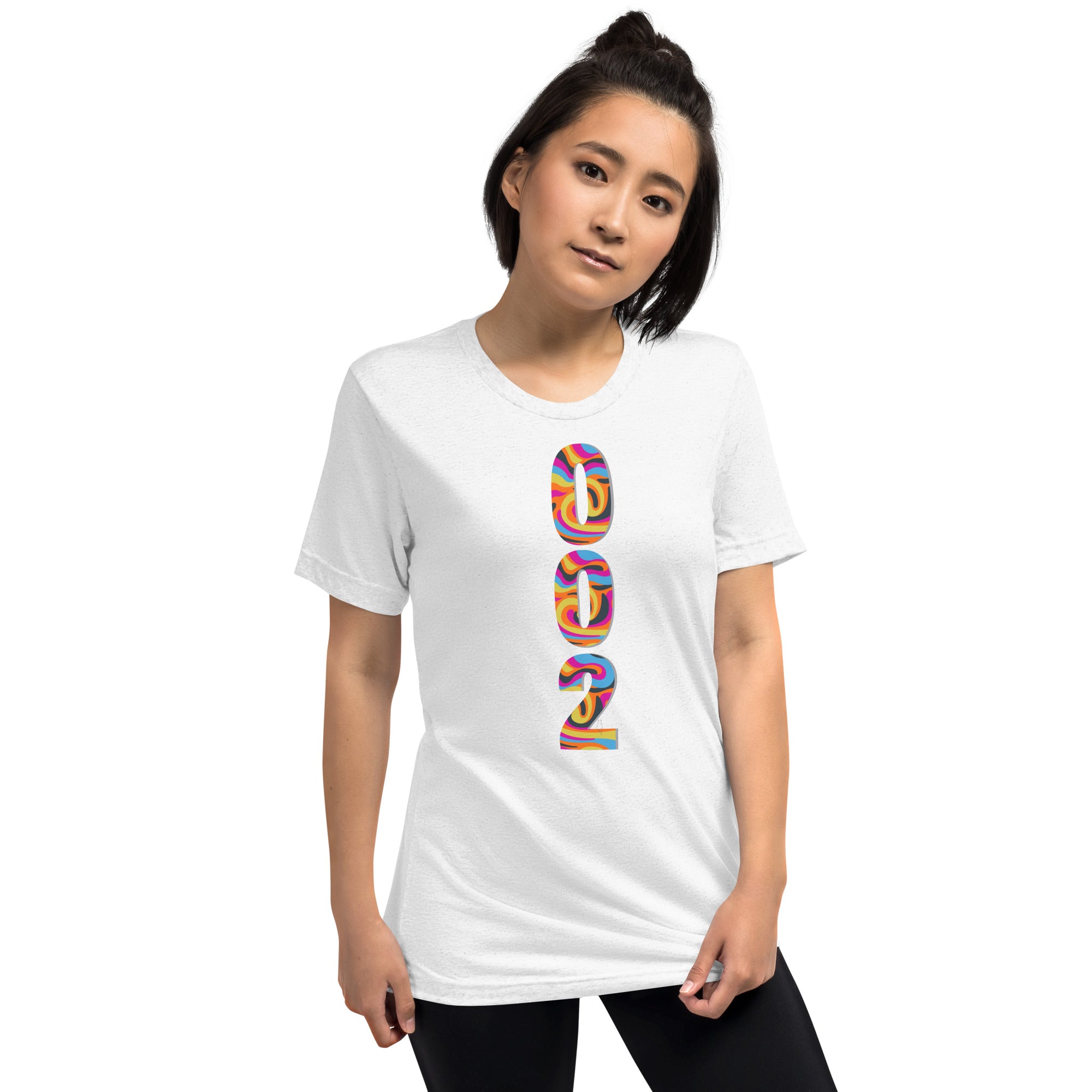 Unisex white tri-blend T-shirt by PeaMac Pickleball Tees with a simple front design, made from premium psychedelic fabric.