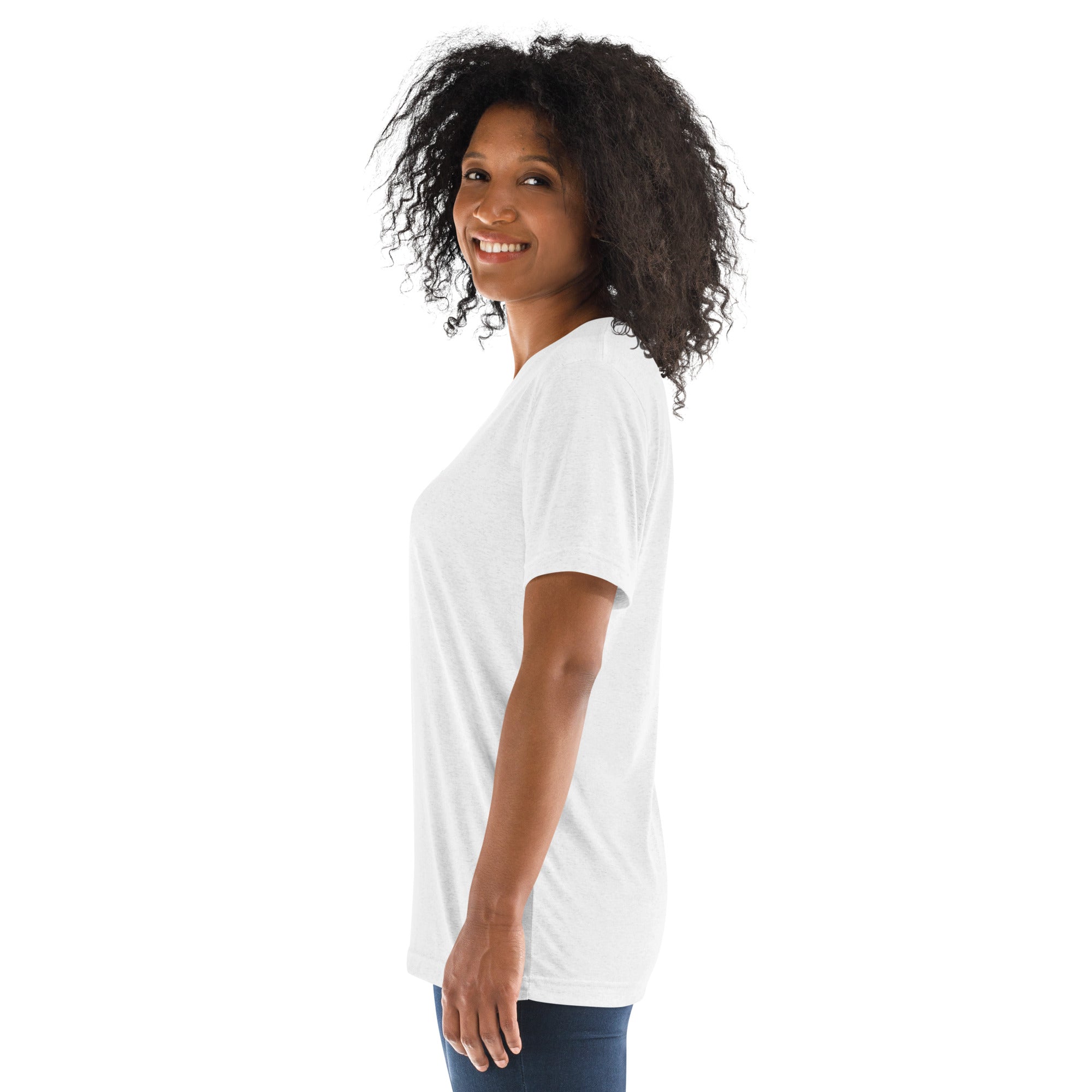 PeaMac Pickleball Tees unisex white tri-blend performance T-shirt with solid design, perfect for pickleball players.