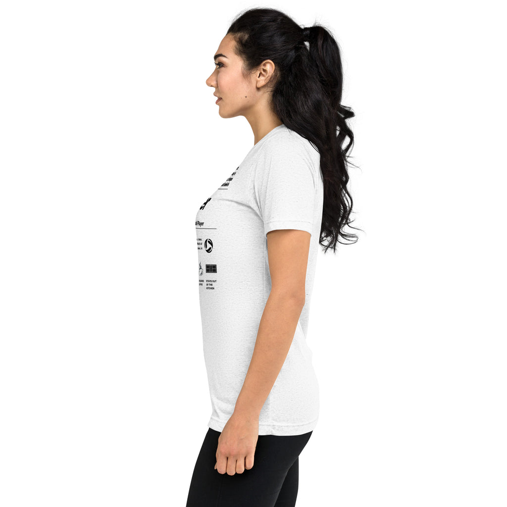 Women's Pickler Funny Definitions T-Shirt by PeaMac Pickleball Tees, white tri-blend fabric, lightweight activewear with humorous text.