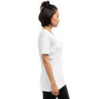 White unisex pickleball T-shirt by PeaMac Pickleball Tees, tri-blend performance fabric, solid design suitable for active play.