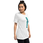 Unisex white Pickleball T-Shirt by PeaMac Pickleball Tees in tri-blend fabric, showing the right front view.