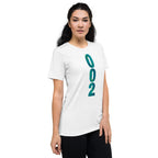 PeaMac Pickleball T-Shirt, unisex tri-blend performance tee in solid white, right-front view showing fit and fabric texture.