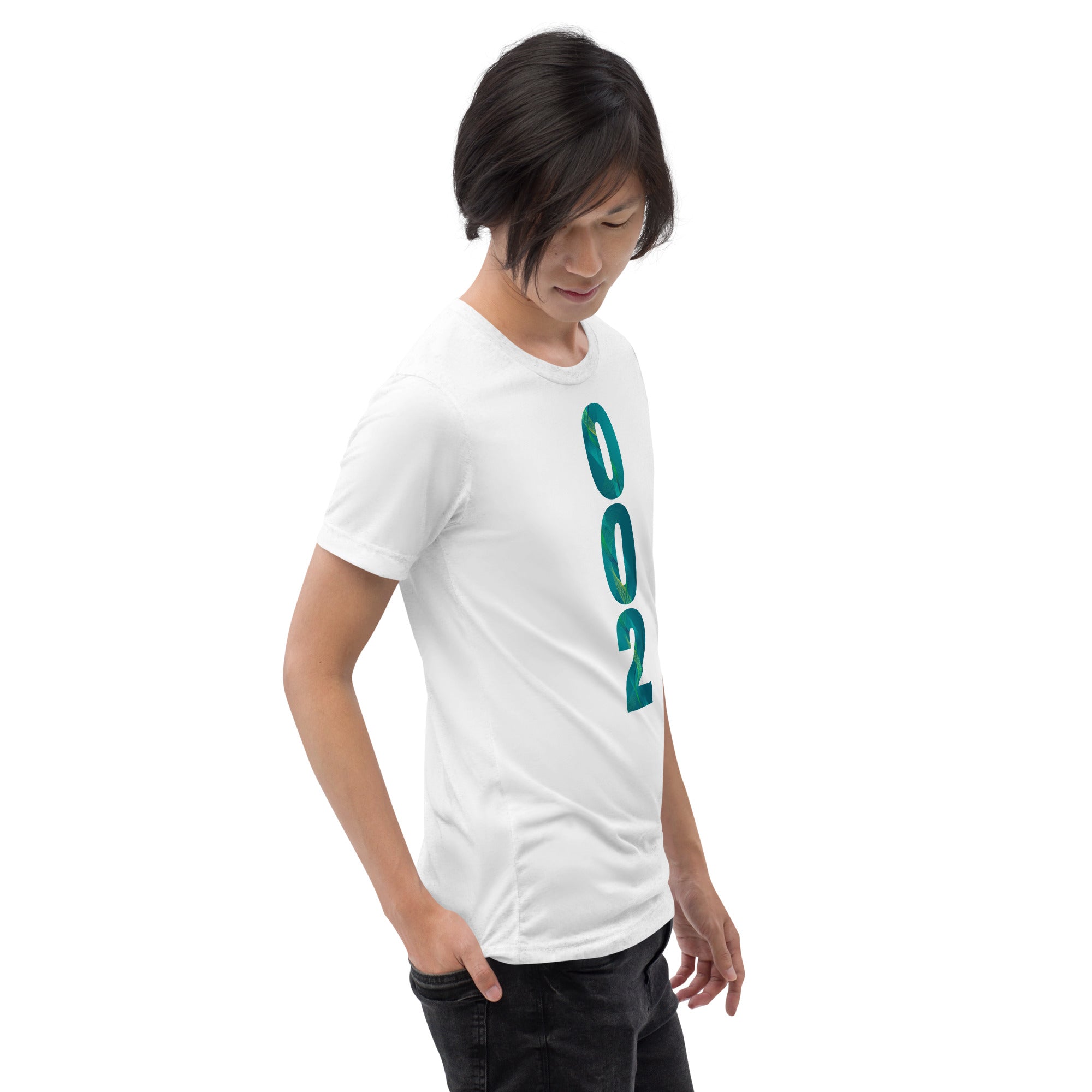 White unisex Pickleball T-Shirt by PeaMac Pickleball Tees, tri-blend performance fabric, solid color, right-front view.