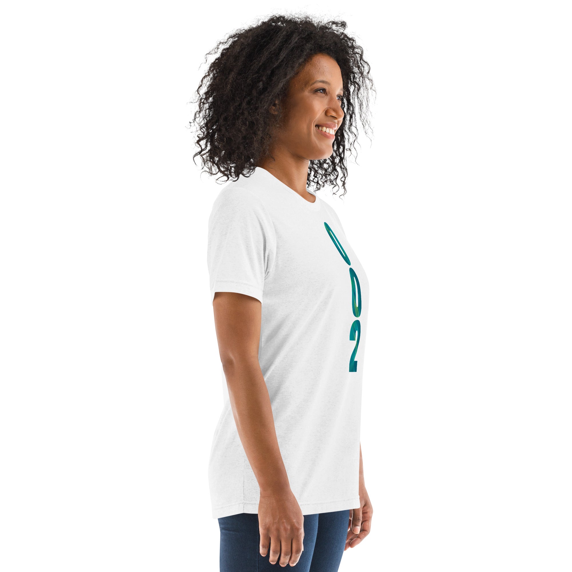 White PeaMac Pickleball Tees unisex tri-blend performance T-shirt with solid color, right-front view, designed for pickleball players.