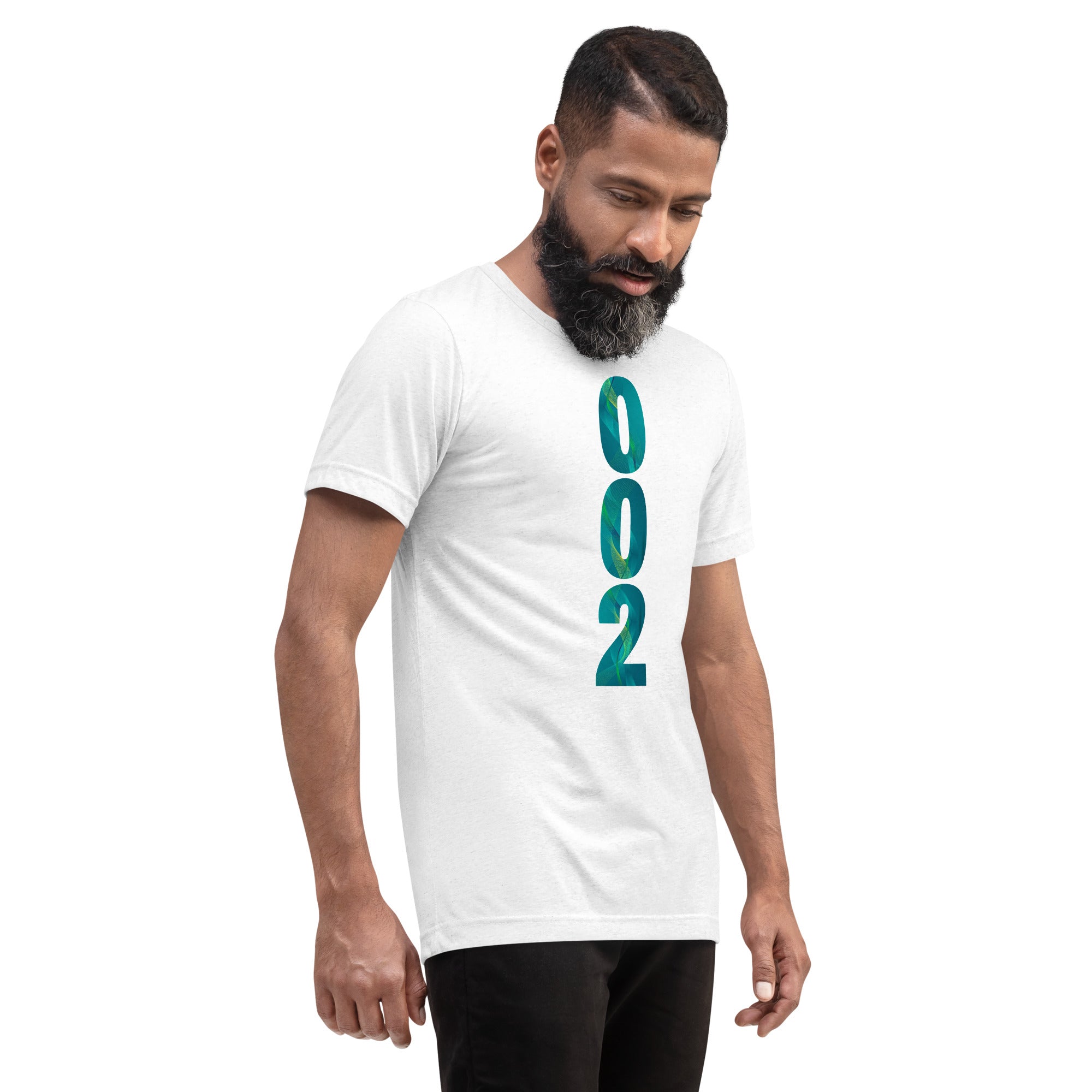 PeaMac Pickleball T-Shirt, unisex tri-blend performance tee in white, featuring a solid design and right-front detail.