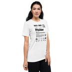 Women's Pickler Funny Definitions T-Shirt by PeaMac Pickleball Tees, white unisex tri-blend activewear T-shirt with humorous pickleball print.