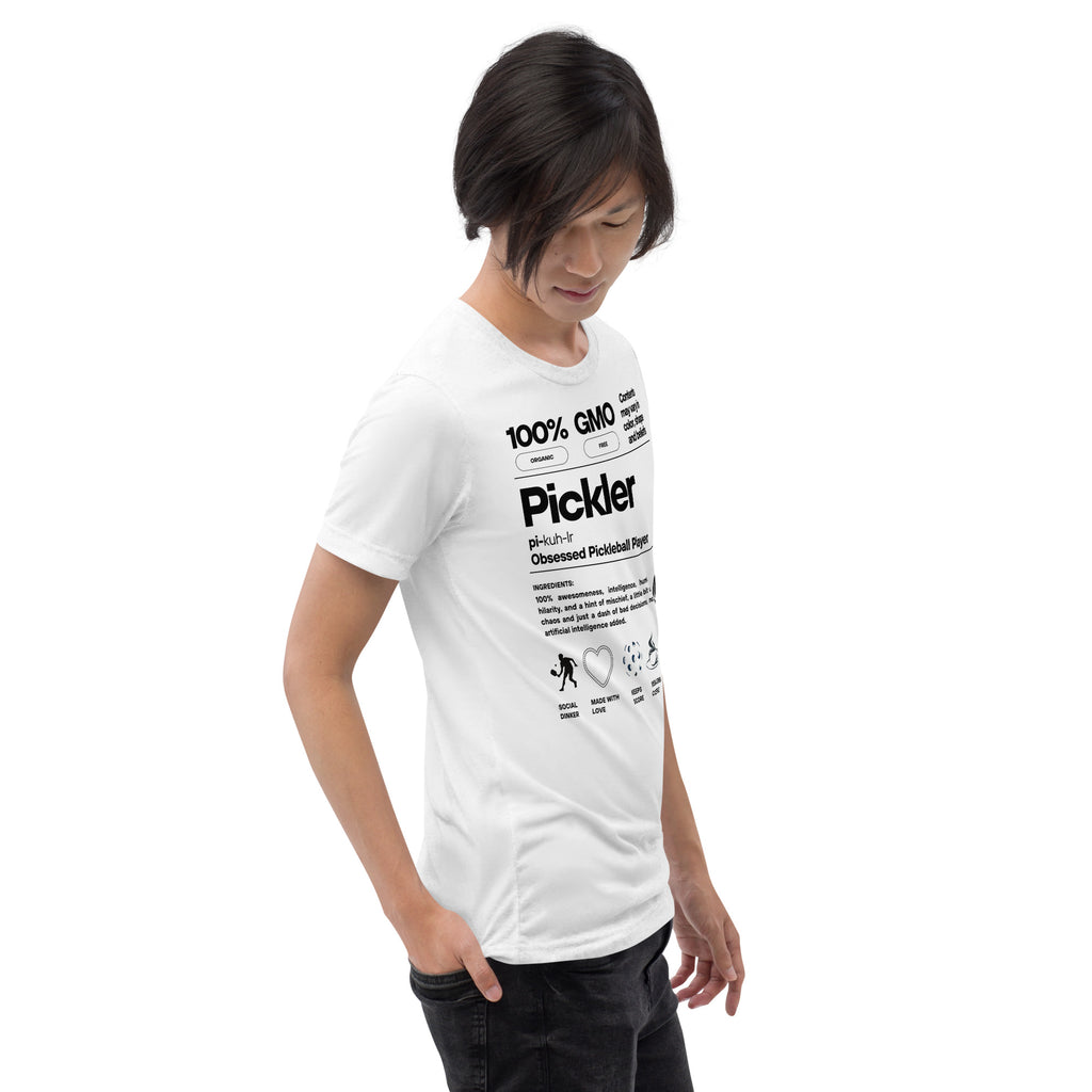 White men's Pickler Funny Definitions T-Shirt by PeaMac Pickleball Tees, unisex tri-blend activewear with a right-front graphic.