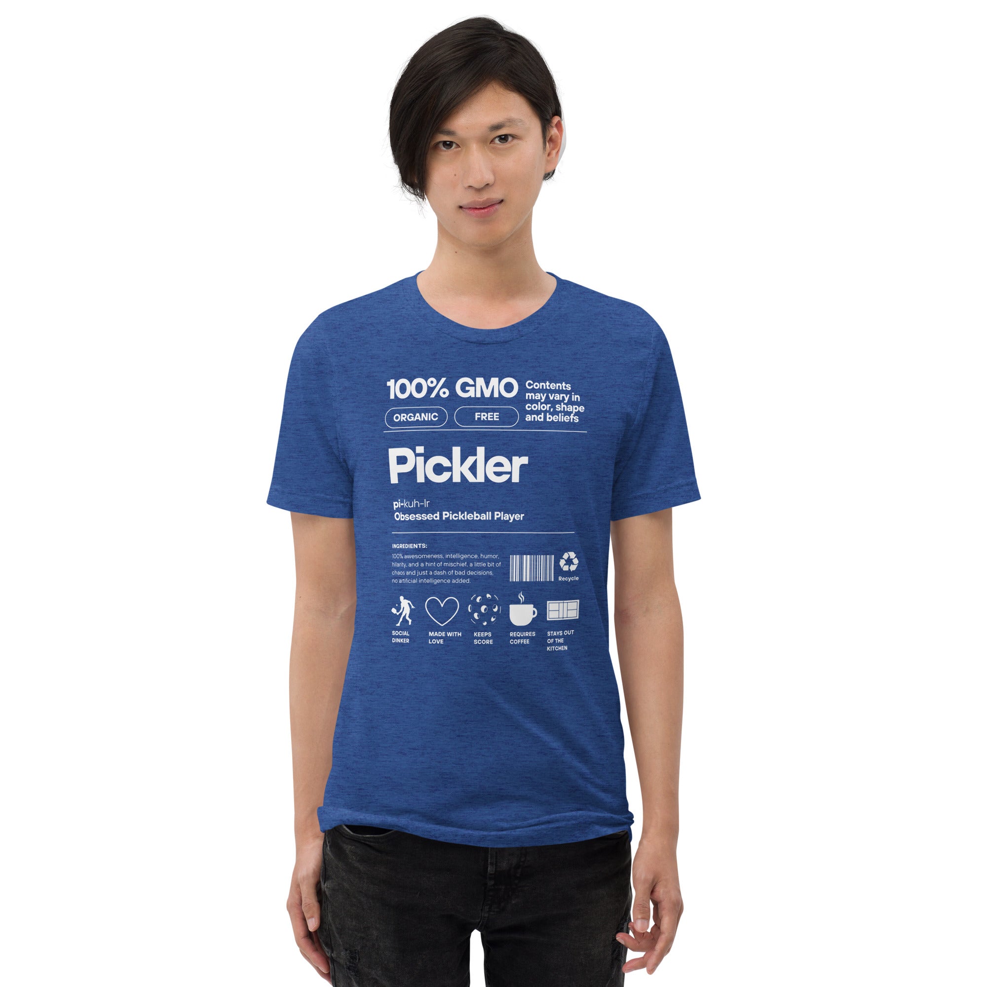 Men's Pickler Funny Definitions T-Shirt by PeaMac Pickleball Tees, unisex tri-blend activewear with humorous pickleball design.