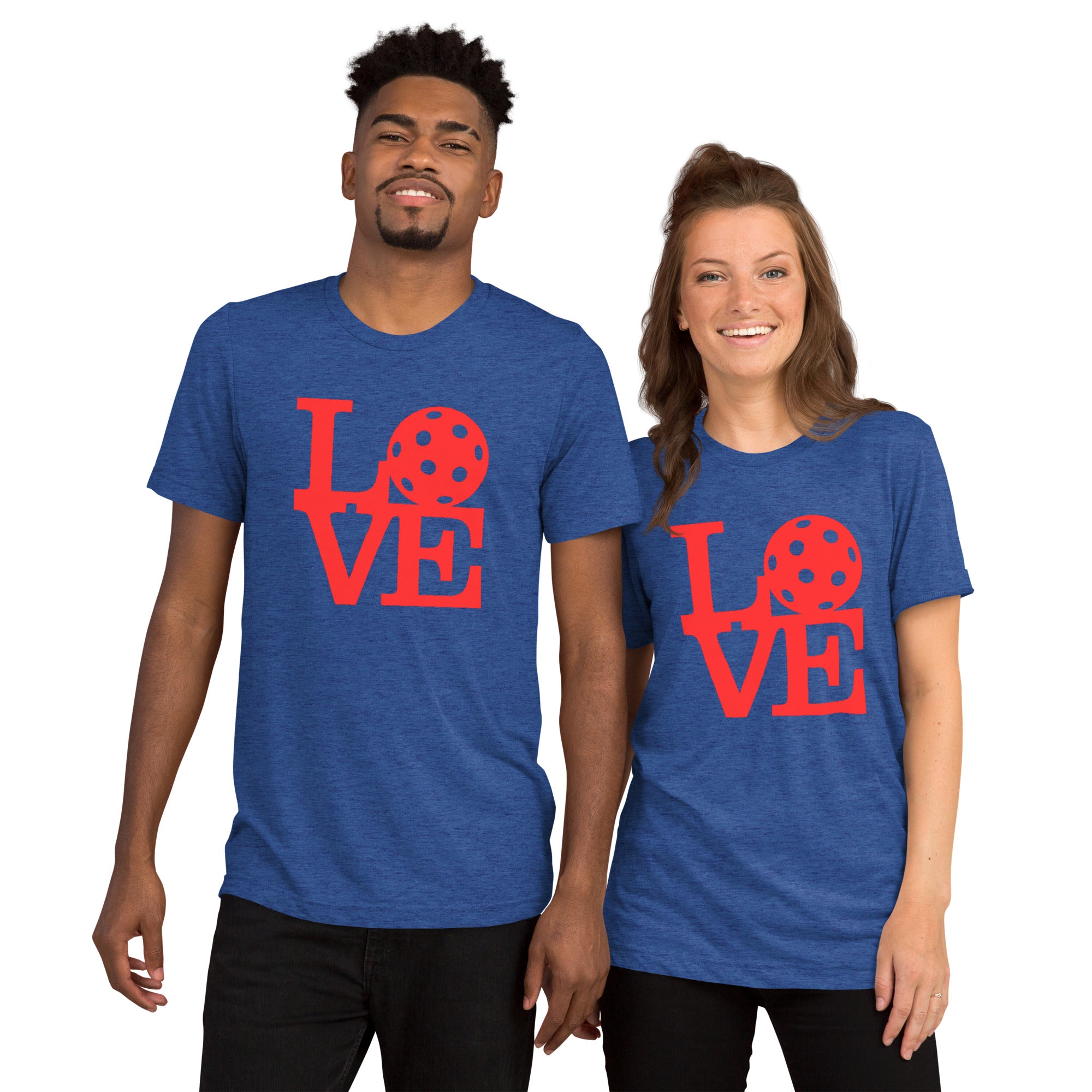 Unisex red Pickleball graphic T-shirt by PeaMac Pickleball Tees featuring bold pop art design on front.