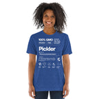 Women's Pickler Funny Definitions T-Shirt by PeaMac Pickleball Tees, lightweight tri-blend fabric, white text, front view.
