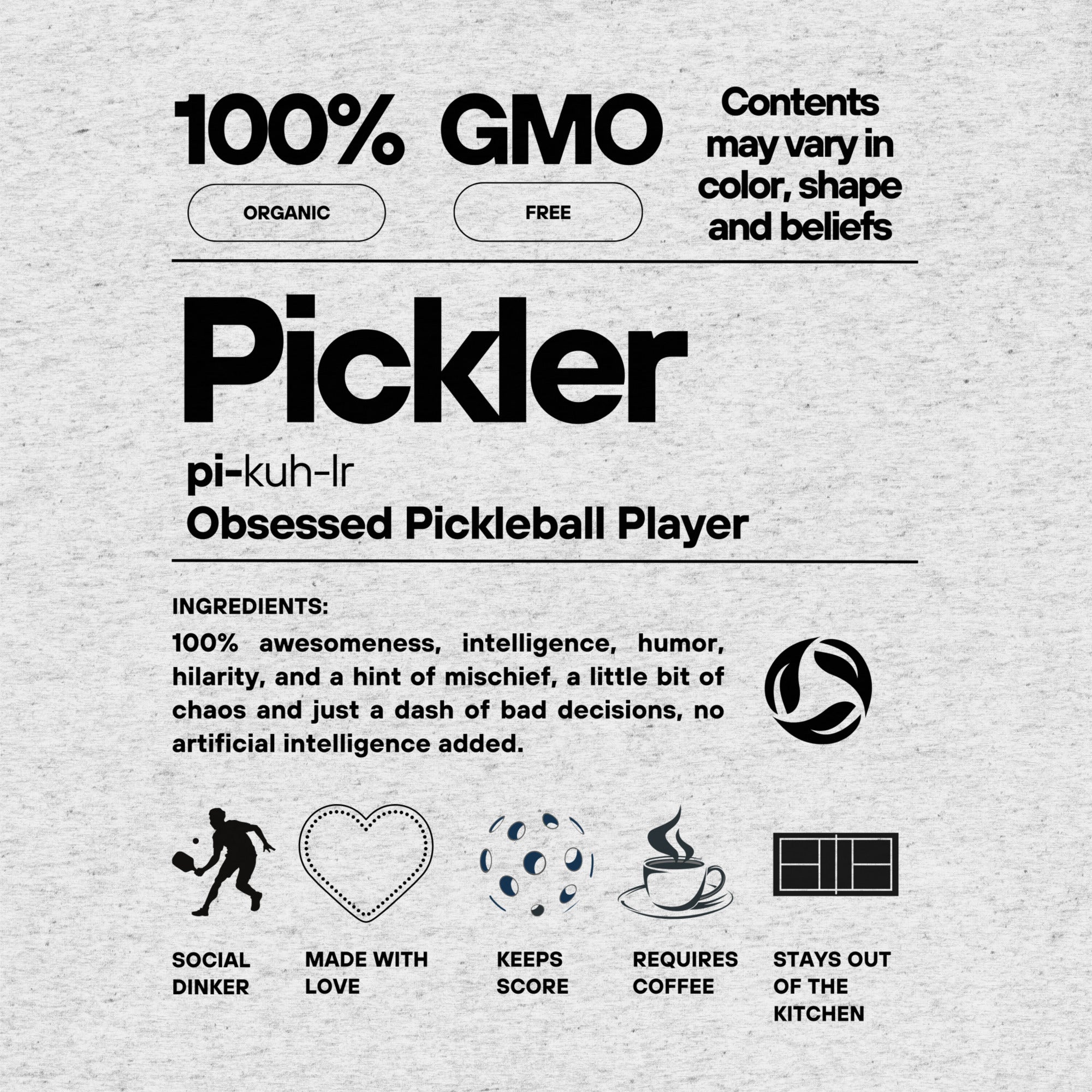 Unisex white tri-blend Pickler Funny Definitions T-Shirt by PeaMac Pickleball Tees, featuring playful pickleball-themed graphic on front.