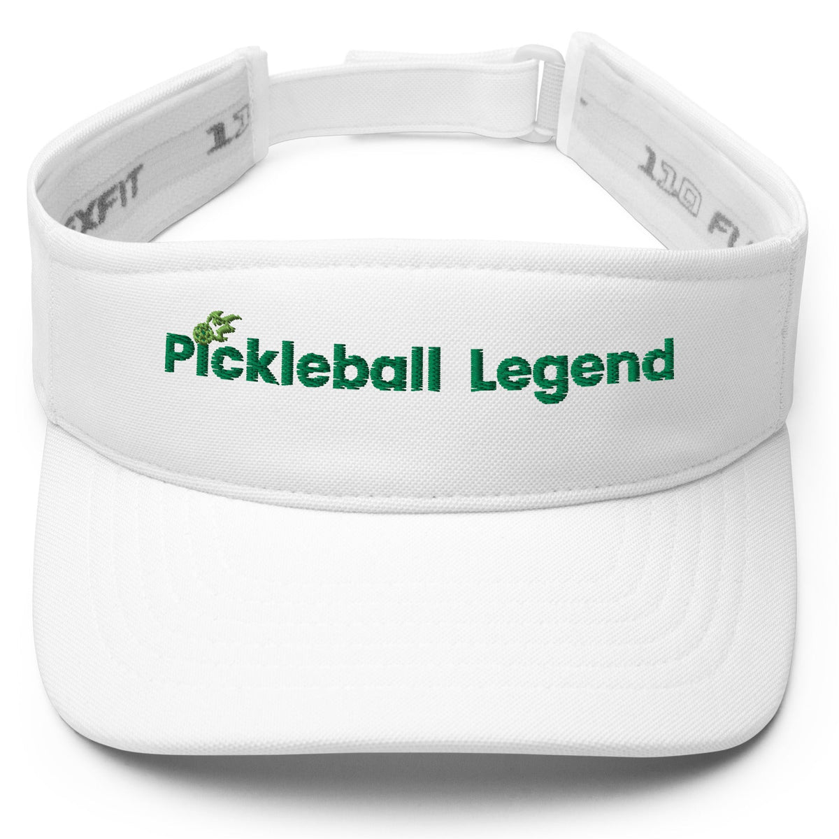 Pickleball legend white visor green embroidery