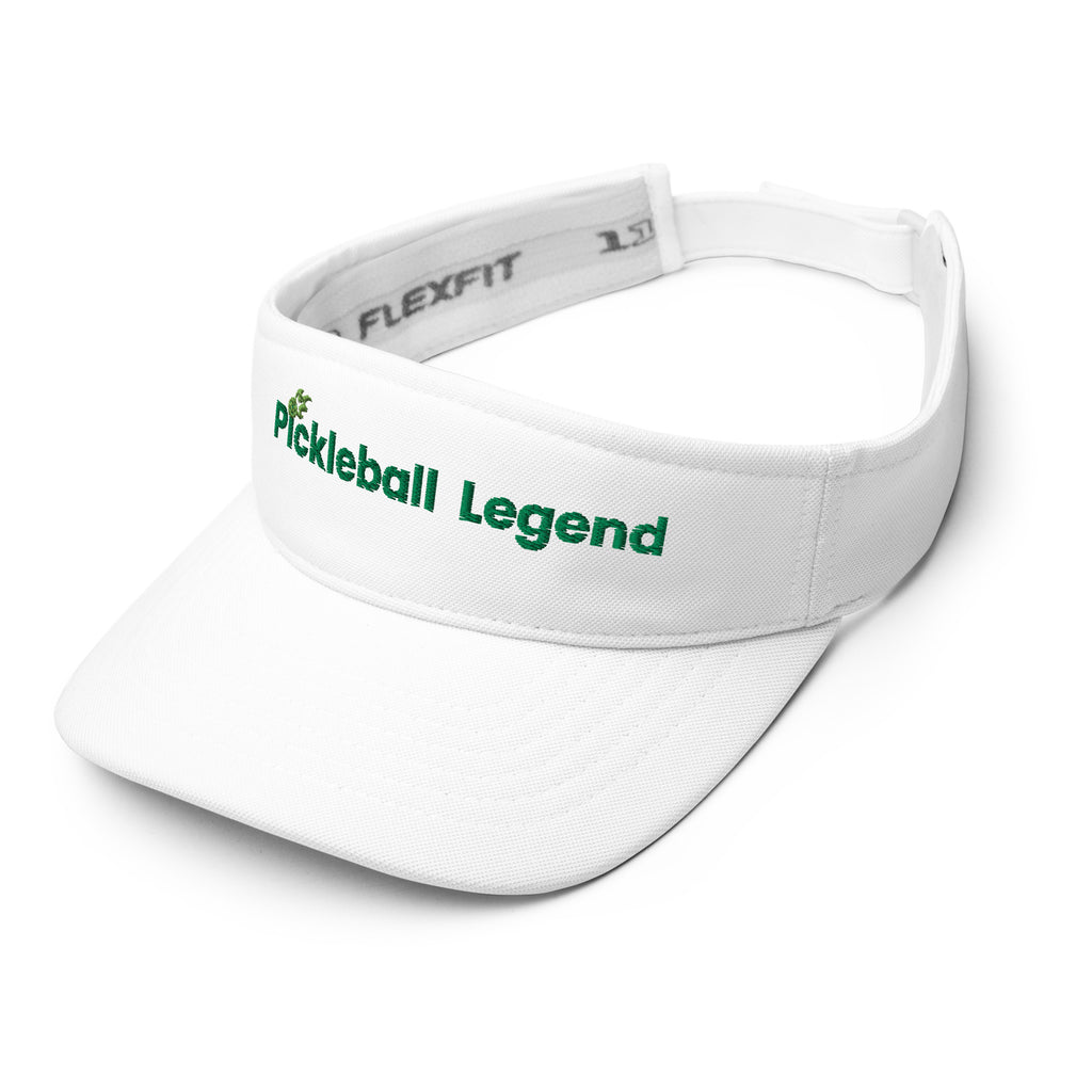 Embroidered Adjustable Visor - Pickleball Legend - White - Left Front - PeaMacTees